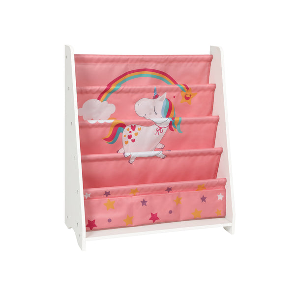 Segenn's  Kinderboekenkast - kinderkamerrek - 5-laags speelgoedorganizer - anti-tips - kinderkamer - speelkamer - school - kinderdagverblijf - wit roze - 62.8x28x72cm