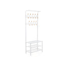 Segenn's kapstok staand - Garderoberek Met Kapstok - kapstok met schoenenrek - 18 Haken en 3 Planken- Kapstok - Wit
