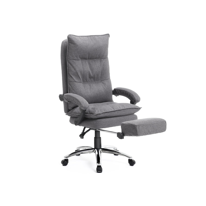 Segenn's bureaustoel - Ergonomische Bureaustoe - Comfortabele Directiestoel - Verstelbare Rugleuning - Belastbaar tot 150 kg - Linnen - Grijs