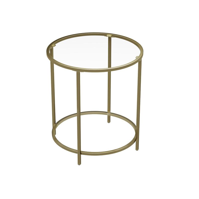 Segenn's bijzettafel - bijzettafel ronde - salontafel - nachtkastje - glazen tafel - met gouden metalen frame - robuust gehard glas - stabiel - goud