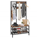 Segenn's XXL kapstok staand - Kapstok - Met 9 Haken - kapstok met schoenenrek - Kapstok met Vakwerkwand - 185 cm Hoog