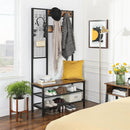 Segenn's XXL kapstok staand - Kapstok - Met 9 Haken - kapstok met schoenenrek - Kapstok met Vakwerkwand - 185 cm Hoog