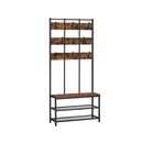 Segenn's Alberta kapstok staand - Kapstok - Kledingrekken - garderoberek - kapstok met schoenenrek - Hout - Metaal -Vintage - 84 x 30 x 184 cm Bruin-zwart