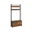 Segenn's Bombay Garderoberek met schoenenkast - XL kapstok met bank - schoenenrek, 9 haken, bovenste plank, voor gang, slaapkamer, industrieel design, vintage bruinzwart