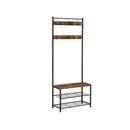 Segenn's Kapstok - Garderobe - schoenenrek - industrieel - 3 planken - 175 cm hoog - vintage bruin-zwart