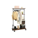 Segenn's 5ster Industrieel Kledingrek op Wieltjes - Kapstokken - Kledingstang - Kledingrekken - Vintage - 4 Wielen - 5 Legplanken