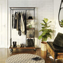 Segenn's 5ster Industrieel Kledingrek op Wieltjes - Kapstokken - Kledingstang - Kledingrekken - Vintage - 4 Wielen - 5 Legplanken