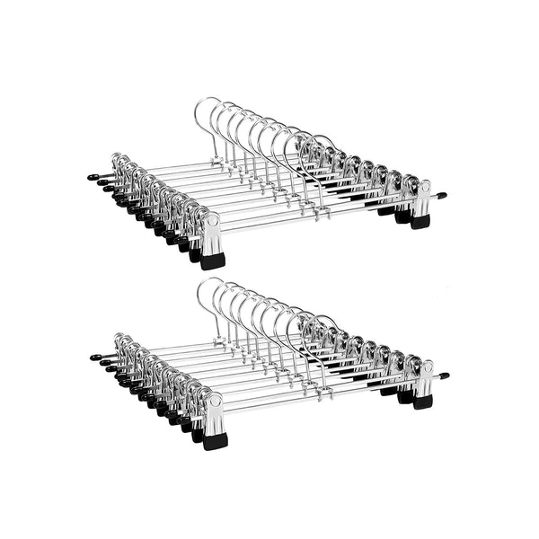 Segenn's Hangers - Metalen Broek Hangers - 20 Pcs 31 cm - Antislip Rok Hangers  Hangers met Clips -  Verchroomd