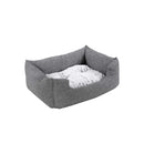 Segenn's Hondenbed met omkeerbaar kussen, hondenmand, hondenmand met omkeerbaar kussen, hondenbank, hondenmat, comfortabel, ademend, antislip, opstaande rand, 80 x 60 x 26 cm, voor honden tot 15 kg, Grijs Heide