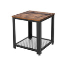 Segenn's nachtkastje - bijzettafel -  banktafel met roosterplank - industrieel - bruin-zwart - 45 x 45 x 55 cm