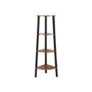 Segenn's Bogota boekenkast - boekenrek - hoekrek - staande - met 4 planken - stabiel stalen frame - industrieel - vintage bruin-zwart