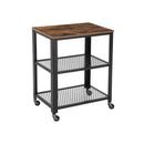 Segenn's serveerwagen - keukenwagen - keukentrolley - keukenrek op 4 wielen -industrieel - bruin-zwart