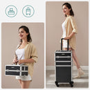 Segenn's Zaire beautykoffer - make-upkoffer - grote trolley - met wielen - professioneel - 4 universele wielen - zwart