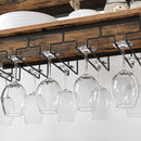 Segenn's Munster wijnrek - flessenrek - met glashouder - voor 24 wijnflessen - bamboo - vrijstaand - industrieel - vintage bruin-zwart 66 x 30 x 100 cm