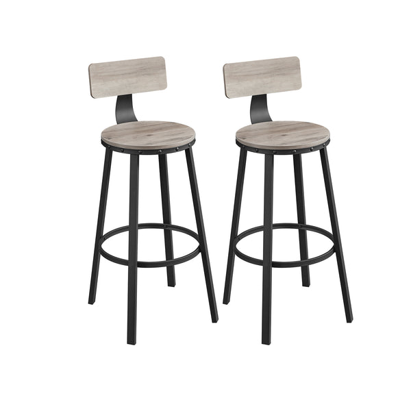 Segenn's Tamarin Barkrukken - set van 2 - barstoelen - keukenstoelen met metalen frame - zithoogte 73,2 cm  - industrieel  -= greige/zwart