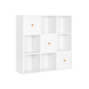 Segenn's Boekenkast - opbergplank - Met 9 kubussen - Wandkast met 3 deuren - Wit