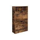 Segenn's schoenenkast -  schoenenrek - schoenenopberger - met 2 kleppen - melamine coating - 60 x 24 x 102 cm - bruin