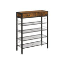 Segenn's Schoenenkast - Boekenkast- Schoenenrek - Schoenenbank - - 5 lagen - 2 lade - Bruin/Zwart - Industrieel - 100 x 30 x 80 cm