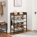 Segenn's Living2  Schoenenrek - 4 Rooster Planken - voor 14 paar Schoenen - Hoge Hakken - Pantoffels - Industriële Stijl - Vintage Bruin-Zwart