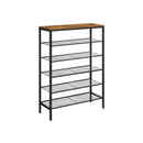 Segenn's Living Schoenenrek met 6 planken - Vintage Look - Hout en Metaal - Voor 15 Paar Schoenen - Bruin Zwart