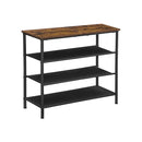 Segenn's schoenenrek - schoenenrek met 4 niveaus - schoenenrekken - 3 planken van polyester stof, metalen frame - industrieel - bruin-zwart