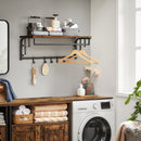 Segenn's Mayh kapstok - wandkapstok - met plank - met 5 afneembare haken, wandhangplank met kledingroede - bruin-zwart