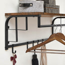 Segenn's Mayh kapstok - wandkapstok - met plank - met 5 afneembare haken, wandhangplank met kledingroede - bruin-zwart