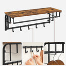 Segenn's Mayh kapstok - wandkapstok - met plank - met 5 afneembare haken, wandhangplank met kledingroede - bruin-zwart