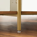 Segenn's  Salontafel - 90 cm - Ronde Glazen Tafel-Goud-Bruin hout - Gouden Ijzeren Frame