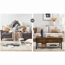 Segenn's Danube opklapbaar salontafel - salontafel met verborgen opbergruimte - Tafel mesh plank - voor woonkamer - industrieel - vintage bruin-zwart - 100 x 55 x 47 cm