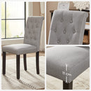 Segenn's King Eetkamerstoelen - set van 2 keukenstoelen - gestoffeerde stoelen - massief houten poten - hoge rugleuning - hoes van katoen-linnenmix - lichtgrijs