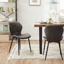 Segenn's Berwyn Eetkamerstoelen set van 2 - Keukenstoelen - Grijs - metalen poten - houten plaat - PU - schuimvulling