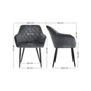 Segenn's Lawrence Eetkamerstoelen - Eetkamerstoelen set van 2 - Metalen Poten - Fluweel - Grijs