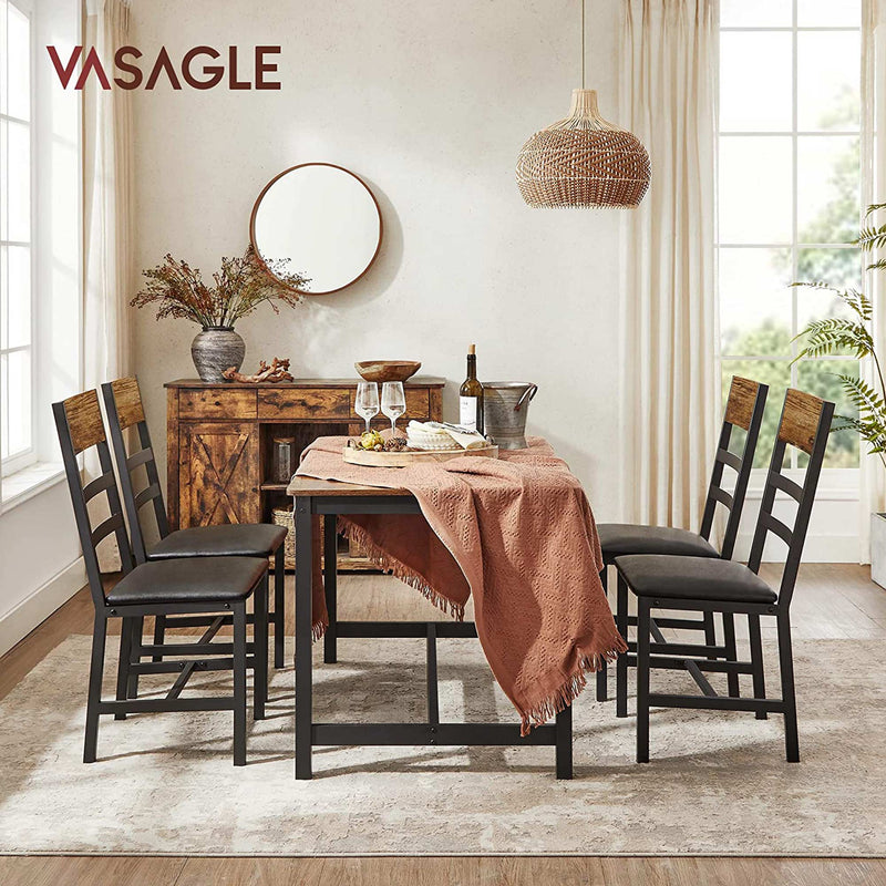 Segenn's Binai eetkamerstoelen, set van 2, keukenstoelen met metalen frame, gestoffeerde stoelen, zacht gestoffeerd, ergonomisch, voor eetkamer en keuken, vintage bruin-zwart