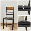 Segenn's Binai eetkamerstoelen, set van 2, keukenstoelen met metalen frame, gestoffeerde stoelen, zacht gestoffeerd, ergonomisch, voor eetkamer en keuken, vintage bruin-zwart
