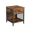 Segenn's Nachtkastje - Industrieel Nachtkastje - Ladekast - Gefabriceerd Hout - Staal - 45 x 45 x 55 cm - Bruin - Zwart "