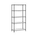 5-laags keukenrek - Badkamerrek - metalen plank staande - rekken in hoogte verstelbare - roosterplank met PP-kunststof platen - 8 S haken  -tot 100 kg ruimtebesparend - zwart