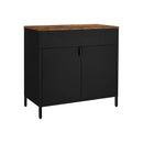 Segenn's Java Dressoir - Opbergkast - met dubbele deur -industrieel kast - 80 x 40 x 76 cm - Bruin-Zwart