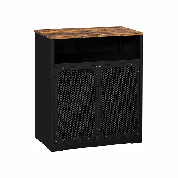Segenn's Hugo dressoir - keukenkast - opbergkast - met traliedeuren - verstelbare plank - stalen frame - Industrieel - bruin-zwart