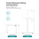 Segenn's Nile Zit-sta bureau elektrisch hoogte verstelbaar - Elektrisch bureau - tafelonderstel - bureaustandaard - zonder tafelbla met haken - traploos verstelbaar - geheugenfunctie - staal - wit