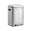 Segenn's prullenbak - vuilnisbak - vuilnisbak - met 2 vakken - 2 x 20 L - afvalbak 40 L - pedaalemmer van metaal - binnenemmer van kunststof - met scharnierend deksel en handgrepen - soft close - luchtdicht - zilver