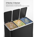 Segenn's Prullenbak - Vuilnisbak voor de Keuken - Afvalscheidingssysteem - 3 x 18 L - Pedaalemmer met 3 vakken