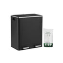 Segenn's Prullenbak - Vuilnisbak 60 liter (2 x 30 L) - Afvalbak met 2 vakken - Pedaalemmer van Metaal - Binnenemmer van Kunststof - met Scharnierende Deksels en Handgrepen - Soft Close - Luchtdicht - Zwart