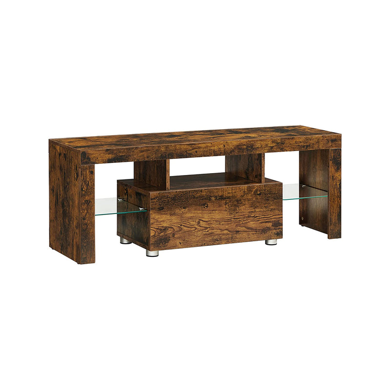 Segenn's tv meubel - Tv-Kast - Met lade - Glazen planken - Kast Vintage Bruin 120 x 35 x 45 cm