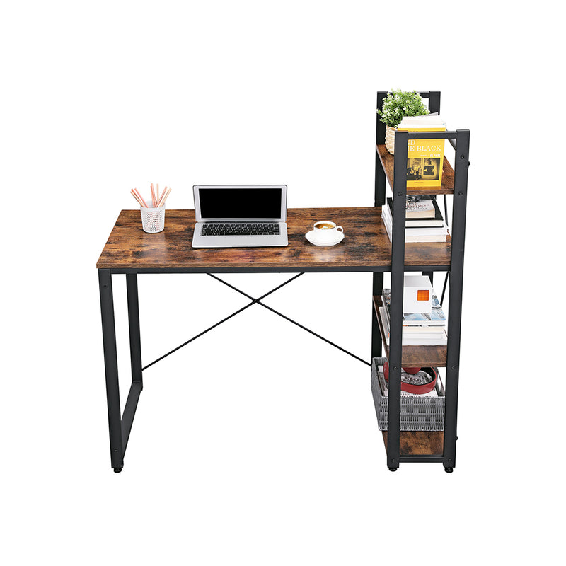 Segenn's Lerma Bureau - Met Opslag - Computertafel met planken rechts of links - Stabiel - Industrieel - Vintage - Bruin-zwart 120 x 60 x 120 cm