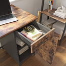 Segenn's Austin Bureau - Bureautafel - met Lade en Kast - Metaal - Bureau Industrieel - Donkerbruin