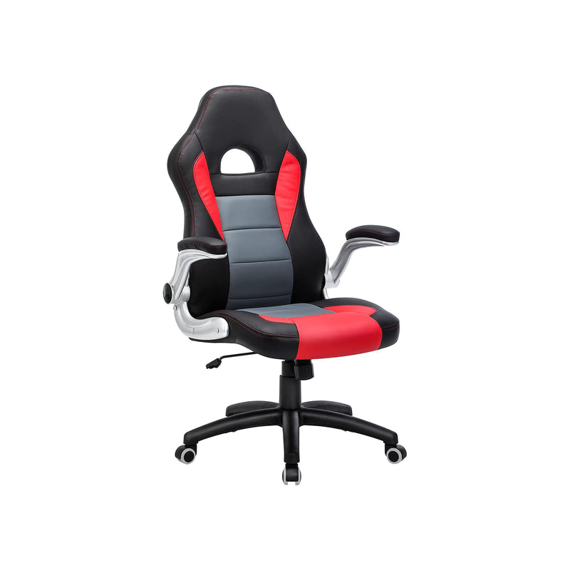 Segenn's Stylo2 bureaustoel - gamestoel - racestoel - bureaustoel - ergonomische bureaustoel - opklapbare armleuningen - wipfunctie - zwart-grijs-rood