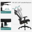 Segenn's Bureaustoel - Ergonomische Draaistoel met Kleerhanger - Netbekleding - Verstelbare Hoofdsteun - in Hoogte Verstelbare Rugleuning - Hellingshoek tot 110° - Zwart