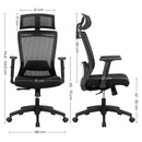 Segenn's Bureaustoel - Ergonomische Draaistoel met Kleerhanger - Netbekleding - Verstelbare Hoofdsteun - in Hoogte Verstelbare Rugleuning - Hellingshoek tot 110° - Zwart