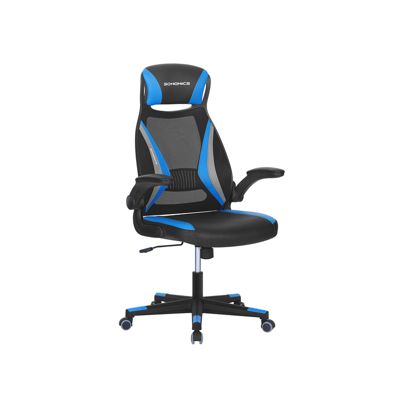 Segenn's Stylo bureaustoel - ergonomische bureaustoel - met netbekleding - armleuning in hoogte verstelbaar - 360° draaibaar - met wipfunctie - belastbaar tot 130 kg - zwart-licht-blauw-grijs